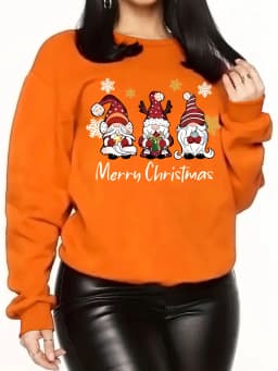 Hoodies Women's Christmas Print Sweatshirt Lettering Crew Neck Pullover Fall Winter Casual Wear Holiday Party Top Festive