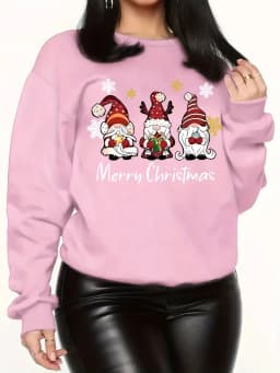 Hoodies Women's Christmas Print Sweatshirt Lettering Crew Neck Pullover Fall Winter Casual Wear Holiday Party Top Festive