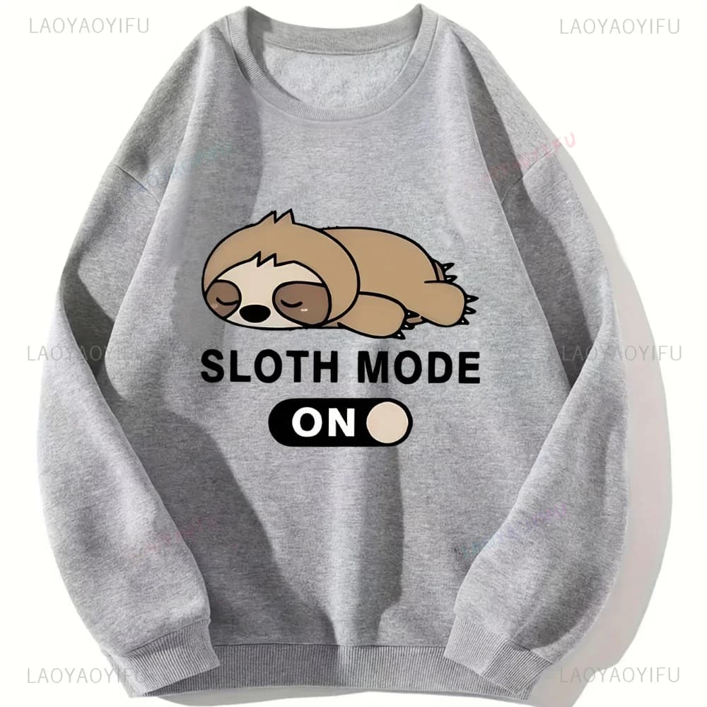 Womens Sloth Graphic Sweatshirt Lightweight Comfortable Casual Round Neck Long Sleeve Pullover Trendy Sportswear Thermal Hoodie