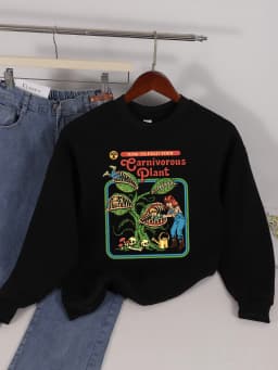Earnivorous Plant Design Women Sweatshirt Fashion Warm Pullovers Casual Loose Soft Streetwear Autumn Fleece Female Clothing