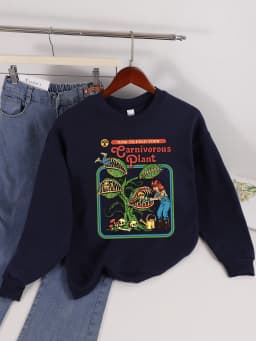 Earnivorous Plant Design Women Sweatshirt Fashion Warm Pullovers Casual Loose Soft Streetwear Autumn Fleece Female Clothing