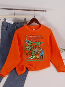 Earnivorous Plant Design Women Sweatshirt Fashion Warm Pullovers Casual Loose Soft Streetwear Autumn Fleece Female Clothing