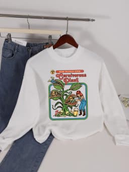 Earnivorous Plant Design Women Sweatshirt Fashion Warm Pullovers Casual Loose Soft Streetwear Autumn Fleece Female Clothing