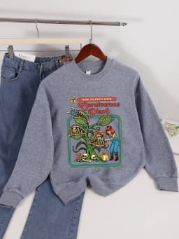 Earnivorous Plant Design Women Sweatshirt Fashion Warm Pullovers Casual Loose Soft Streetwear Autumn Fleece Female Clothing