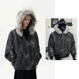 American Retro Jacket Hooded Women Casual Faux Fur Pure Color Vintage Longe Sleeve Sweatshirt Aesthetics Parkas Autumn Clothing