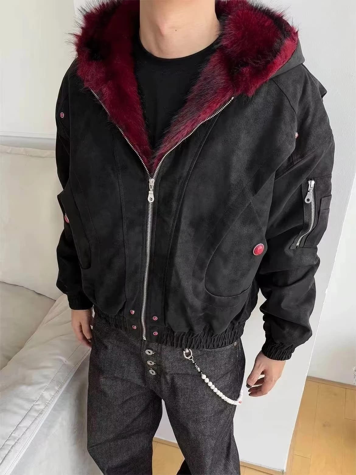 American Retro Jacket Hooded Women Casual Faux Fur Pure Color Vintage Longe Sleeve Sweatshirt Aesthetics Parkas Autumn Clothing