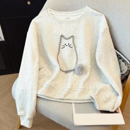 Cute Cat Sweatshirt Women Casual O Neck Lazy Wind Loose Pullover Autumn Winter Kawaii Fashion Female Long Sleeve Jumper Tops New