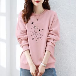 High-End 100% Cotton Pure Ink Hoodie Women's Spring Autumn New Lazy Style Thin Print Loose Top Coat Casual Comfortable Fit