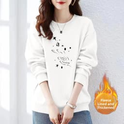 High-End 100% Cotton Pure Ink Hoodie Women's Spring Autumn New Lazy Style Thin Print Loose Top Coat Casual Comfortable Fit