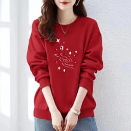 High-End 100% Cotton Pure Ink Hoodie Women's Spring Autumn New Lazy Style Thin Print Loose Top Coat Casual Comfortable Fit