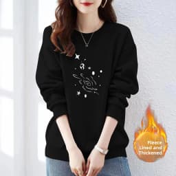 High-End 100% Cotton Pure Ink Hoodie Women's Spring Autumn New Lazy Style Thin Print Loose Top Coat Casual Comfortable Fit