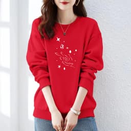 High-End 100% Cotton Pure Ink Hoodie Women's Spring Autumn New Lazy Style Thin Print Loose Top Coat Casual Comfortable Fit