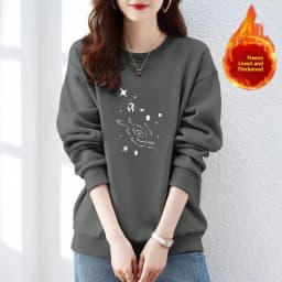High-End 100% Cotton Pure Ink Hoodie Women's Spring Autumn New Lazy Style Thin Print Loose Top Coat Casual Comfortable Fit