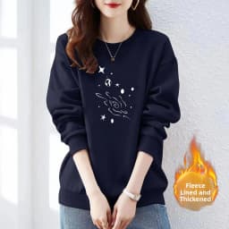 High-End 100% Cotton Pure Ink Hoodie Women's Spring Autumn New Lazy Style Thin Print Loose Top Coat Casual Comfortable Fit