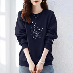 High-End 100% Cotton Pure Ink Hoodie Women's Spring Autumn New Lazy Style Thin Print Loose Top Coat Casual Comfortable Fit