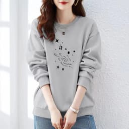 High-End 100% Cotton Pure Ink Hoodie Women's Spring Autumn New Lazy Style Thin Print Loose Top Coat Casual Comfortable Fit