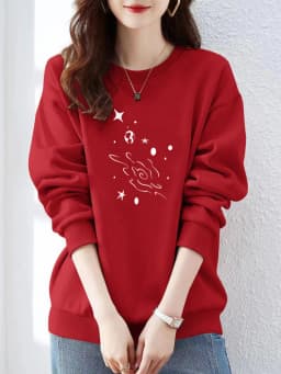 High-End 100% Cotton Pure Ink Hoodie Women's Spring Autumn New Lazy Style Thin Print Loose Top Coat Casual Comfortable Fit