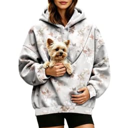 Women Fall And Winter Hoodie With Pet Pouch Oversized Pocket Colorful Print Sweatshirt For Dogs And Cats Womens Hoodies Zipper