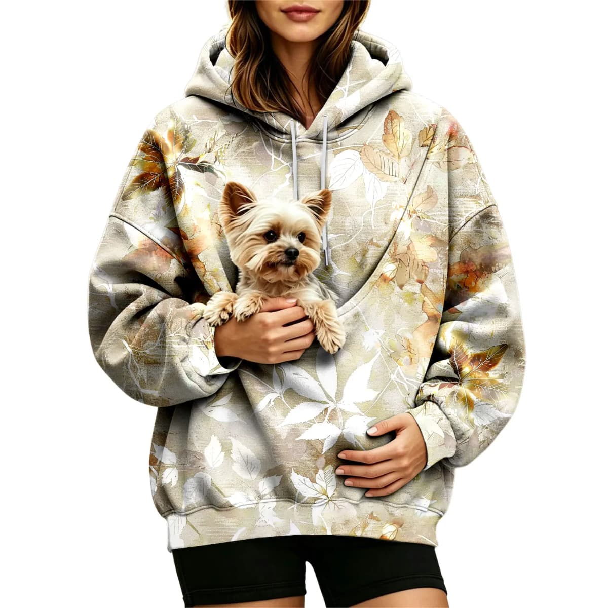 Women Fall And Winter Hoodie With Pet Pouch Oversized Pocket Colorful Print Sweatshirt For Dogs And Cats Womens Hoodies Zipper