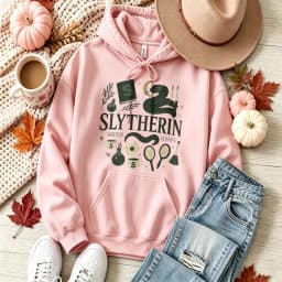 Slytherin Wizard Magic Items Graphic Hoodie Pullover Hooded Snake Moon Potion Bottle Spell Book Print Casual Fantasy Streetwear