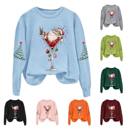 Cute Women's Christmas Santa Long Sleeve Sweatshirt Without Hat Christmas Hoodie Women