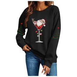Cute Women's Christmas Santa Long Sleeve Sweatshirt Without Hat Christmas Hoodie Women