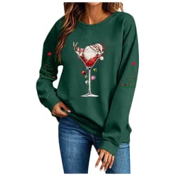Cute Women's Christmas Santa Long Sleeve Sweatshirt Without Hat Christmas Hoodie Women