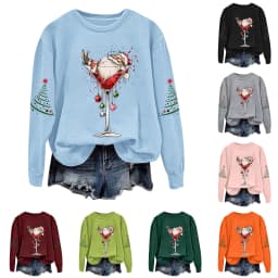 Cute Women's Christmas Santa Long Sleeve Sweatshirt Without Hat Christmas Hoodie Women