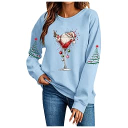 Cute Women's Christmas Santa Long Sleeve Sweatshirt Without Hat Christmas Hoodie Women