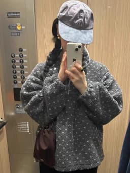 Chic Polka Dot Fleece Hoodie Women's Loose Long Sleeve Sweatshirt Outerwear Autumn Winter Comfortable Lazy Style Top