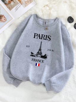 Fashion Womens Hoodie Paris France Eiffel Tower Printing Sweatshirt Warm Fleece Comfortable Pullovers Autumn Female Streetwear