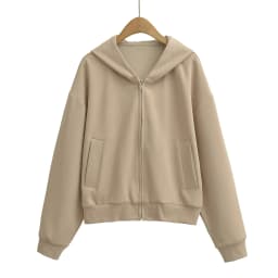 5 Colors Autumn Women Zip Up Hooded Sweatshirt Drawstring Hat Long Sleeve Hoodies Sweats Loose Jumper Gray Navy White