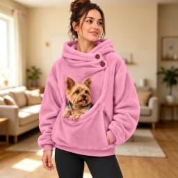 Women Casual Plush Solid Color Pet Pocket Half Zipper Hoodless Sweatshirt Funny Pullover Polyester Sweatshirt Women