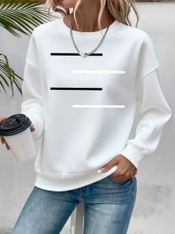 Women's Autumn and Winter Loose Casual Comfortable Letter Pattern Printed Velvet Long-Sleeved Round Neck Hoodie Pullover