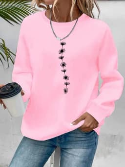 Women's Autumn and Winter Loose Casual Comfortable Letter Pattern Printed Velvet Long-Sleeved Round Neck Hoodie Pullover