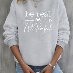 Women's Autumn and Winter Loose Casual Comfortable Letter Pattern Printed Velvet Long-Sleeved Round Neck Hoodie Pullover