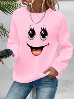 Women's Autumn and Winter Loose Casual Comfortable Letter Pattern Printed Velvet Long-Sleeved Round Neck Hoodie Pullover