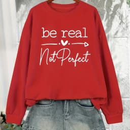 Women's Autumn and Winter Loose Casual Comfortable Letter Pattern Printed Velvet Long-Sleeved Round Neck Hoodie Pullover