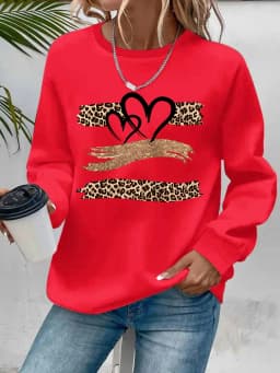 Women's Autumn and Winter Loose Casual Comfortable Letter Pattern Printed Velvet Long-Sleeved Round Neck Hoodie Pullover