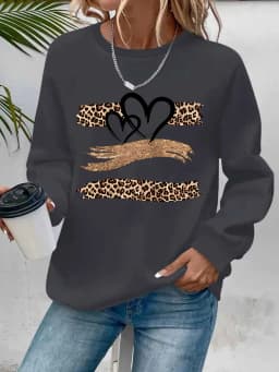 Women's Autumn and Winter Loose Casual Comfortable Letter Pattern Printed Velvet Long-Sleeved Round Neck Hoodie Pullover