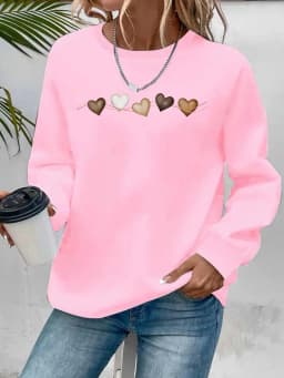 Women's Autumn and Winter Loose Casual Comfortable Letter Pattern Printed Velvet Long-Sleeved Round Neck Hoodie Pullover