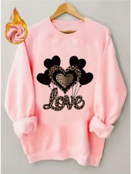 Women's Autumn and Winter Loose Casual Comfortable Letter Pattern Printed Velvet Long-Sleeved Round Neck Hoodie Pullover