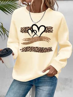 Women's Autumn and Winter Loose Casual Comfortable Letter Pattern Printed Velvet Long-Sleeved Round Neck Hoodie Pullover
