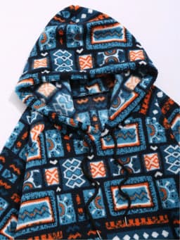 Women's Aztec national printing ultra-fine Austrian fleece hooded fashion sweater