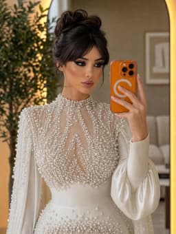 Exquisite Pearls Mermaid Weddinmg Dress With Cape Long Sleeve High Neck Bridal Gown Beaded Customized Formal Party