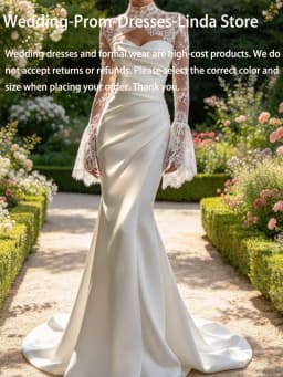 Elegant Sweetheart Ruched Full Sleeve Mermaid Bride Wedding Dresses Bridal Gowns Customized