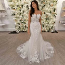 Customized Elegant Strapless Sweetheart Mermaid Wedding Dresses Sheer Corset Bodice 3D Floral Lace Appliques Bridal Gown
