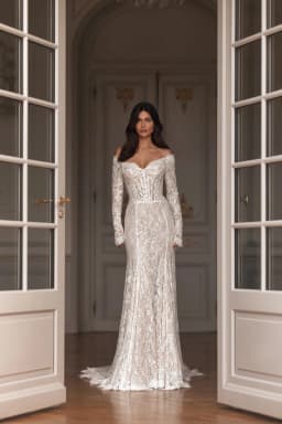 Customized Beaded Lace Wedding Dress Glamorous Off Shoulder Bridal Gown Opulent Mermaid Long Dresses For Bride