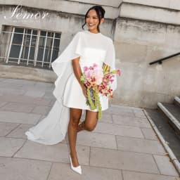 Semor Customized Off White Short Wedding Dress with Chiffon Shawl A-line Pleat Mini Vestido De Novia 2026 Elegant Bride Gown