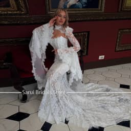 Glamorous Customized Mermaid Wedding Dress Full Lace Bridal Gown Removable Long Sleeve For Women Formal Wedding Occasion